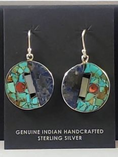 Native American Santo Domingo Made Multistone Earrings 