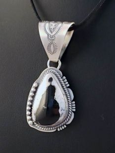 Native American Navajo Made Pendant with White Buffalo Turquoise