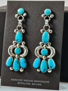 Native American Zuni Made Earrings with Turquoise