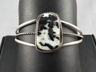 Native American Navajo Made Cuff Bracelet with White Buffalo Turquoise