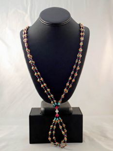 Native American Navajo Made Ghost Bead Two-Strand Necklace with Jaclaw