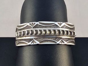 Native American Navajo Made Sterling Silver and Copper Cuff Bracelet