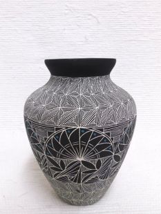Native American Acoma Etched and Handpainted Vase