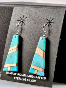 Native American Santo Domingo Made Turquoise Earrings on Jet