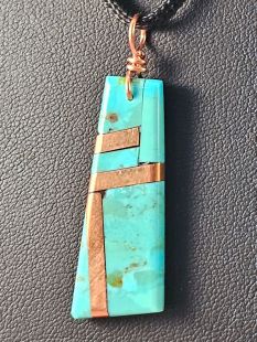 Native American Santo Domingo Made Pendant with Turquoise and Copper