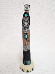 Native American Laguna Carved Pot Carrier Sculpture