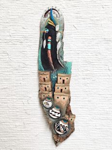 Native American Laguna Carved Longhair and Pueblo Wall Hanging Sculpture