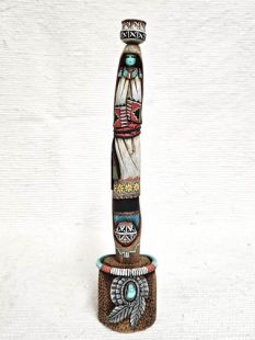 Native American Laguna Carved Pot Carrier Sculpture