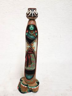 Native American Laguna Carved Pot Carrier Sculpture