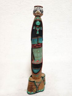 Native American Laguna Carved Pot Carrier Sculpture