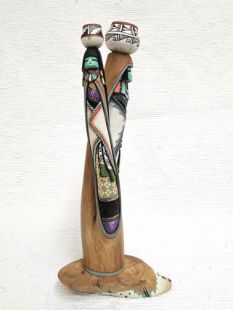 Native American Laguna Carved Double Pot Carrier Sculpture