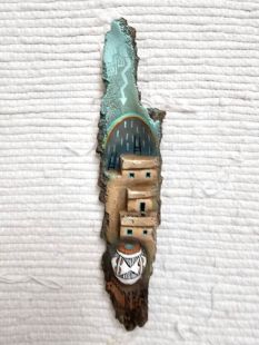 Native American Laguna Carved Pueblo and Pot Wall Hanging Sculpture