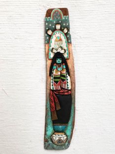 Native American Laguna Carved Maiden Crown Dancer Wall Hanging Sculpture