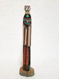 Native American Laguna Carved Pot Carrier Sculpture