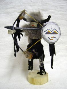 Native American Navajo Made Standing Buffalo Warrior Kachina Doll