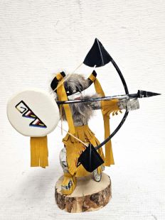 Native American Navajo Made Kneeling Buffalo Warrior Kachina Doll