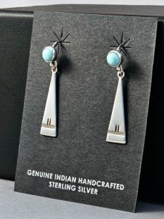 Native American Navajo Made Earrings with Turquoise 