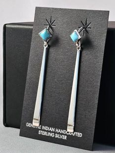 Native American Navajo Made Earrings with Turquoise 