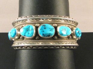 Native American Navajo Made Cuff Bracelet with Turquoise