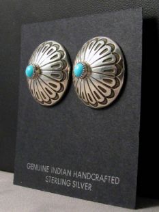 Native American Navajo Made Blossom Earrings with Turquoise