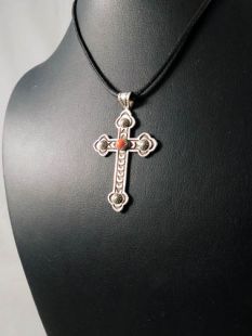 Native American Navajo Made Cross with Coral or Turquoise