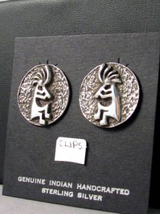Native American Navajo Made Earrings with Kokopelli--Clip-ons