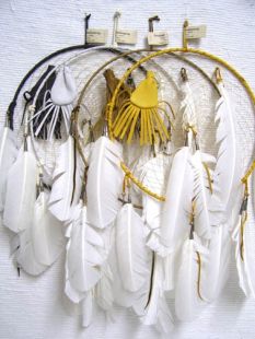 12"--Native American Made Dreamcatcher with Feather and Medicine Bag