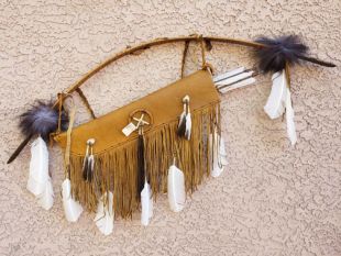 Native American Made Bow and Quiver with Arrows