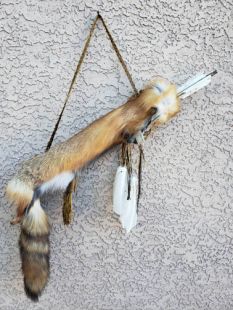 Native American Made Fox Quiver with Medicine Wheel Medicine Bag and Arrows