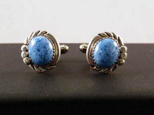 Native American Zuni Made Sterling Silver with Turquoise Cufflinks 
