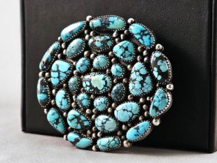 Vintage Native American Navajo Made Sterling Silver Buckle with Turquoise