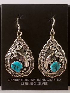 Native American Navajo Made Earrings with Turquoise 