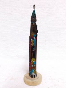Native American Hopi Carved Warrior Twin and Grandmother Kachina Sculpture (Katsina Sculpture)