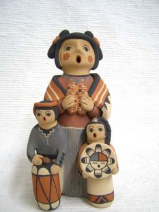 Native American Jemez Made Storyteller with Two Toddlers 