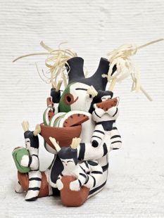 Native American Jemez Made Clown Storyteller with Four Babies