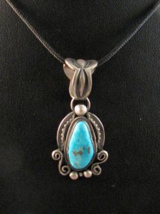 Native American Navajo Made Pendant with Turquoise