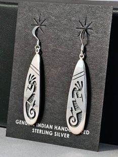 Native American Hopi Made Earrings with Kokopelli 