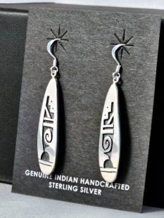 Native American Hopi Made Earrings with Water Symbols