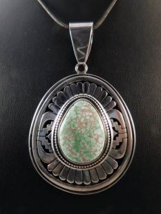 Native American Navajo Made Pendant with Turquoise