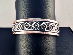Native American Navajo Made Sterling Silver and Copper Cuff Bracelet