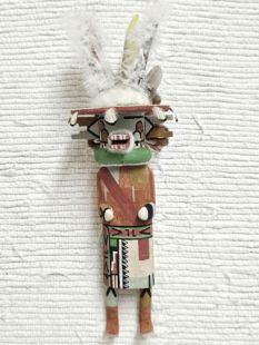 Old Style Hopi Carved Two-Horned God or the Germination God Traditional Kachina Doll (Katsina Doll)