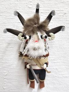 Old Style Hopi Carved Ogre Traditional Guard Kachina Doll (Katsina Doll)