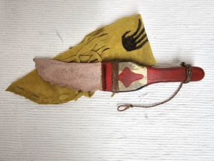 Native American Apache Made Red Rock Knife with Sheath