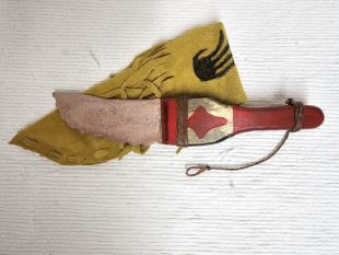 Native American Lakota Made Red Rock Knife with Sheath