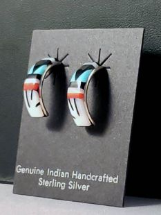 Native American Zuni Made Inlaid Multistone Earrings 