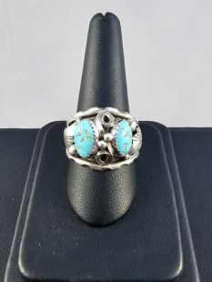 Native American Navajo Made Ring with Turquoise 