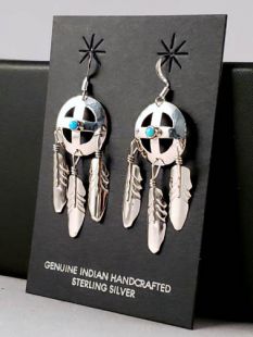 Native American Navajo Made Medicine Wheel Earrings