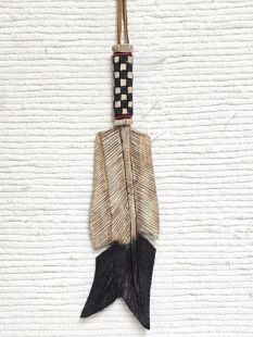 Native American Hopi Carved Prayer Feather--Double