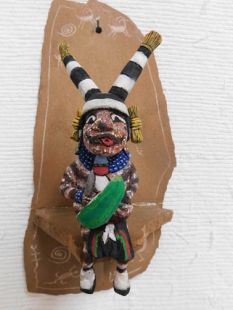 Native American Hopi Carved Clown Kachina Doll (Katsina Doll) with Watermelon