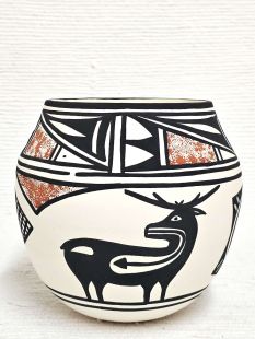 Native American Zuni Handbuilt and Handpainted Bowl with Deer